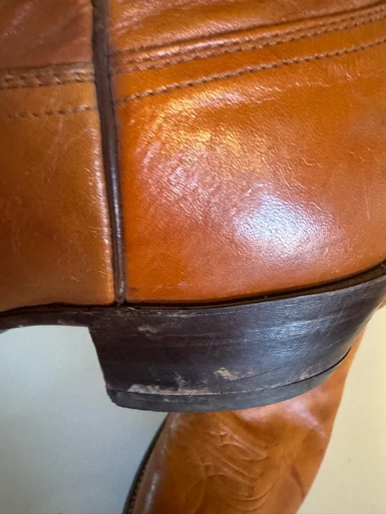 Men’s Justin Leather Cowboy Boots, Size 16D, Made in USA, Western, Vintage Tan - Picture 10 of 16